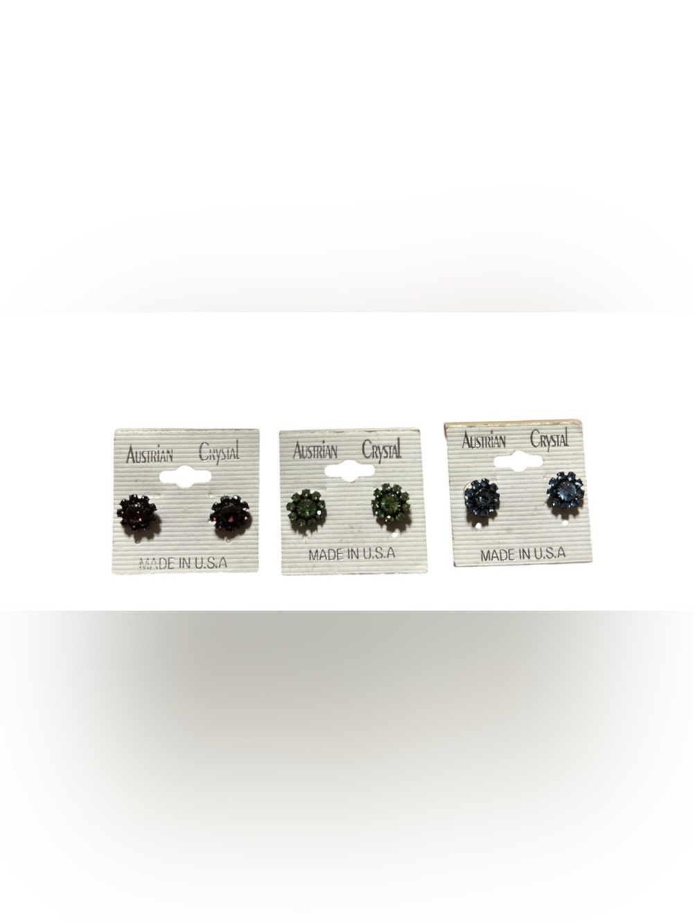 NWT 3 pairs Austrian Crystal Cluster Stud Earrings - Multi Color Set